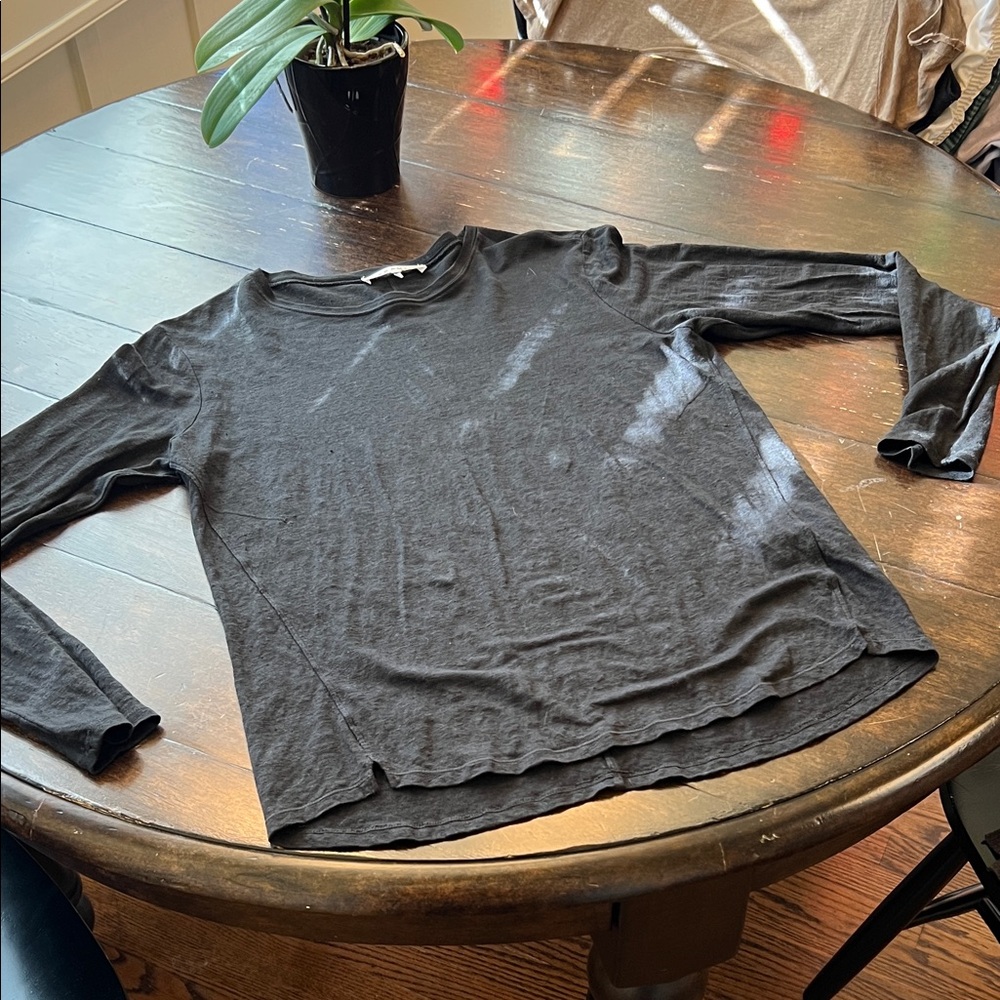 Frame organic linen long sleeve top